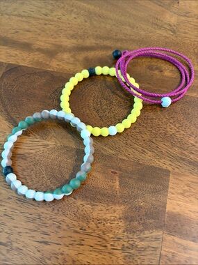 Lokai Trio Bracelet Set - Yellow, Pink, Green Unisex Fit Medium to Large